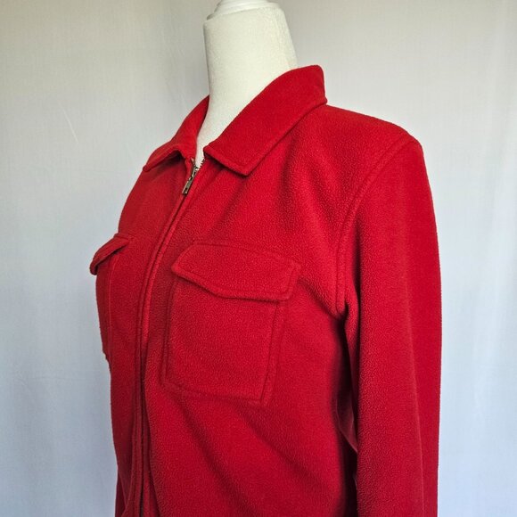 GAP Women's Red Fleece Zippered Jacket with Pockets, Size XS - Picture 2 of 16